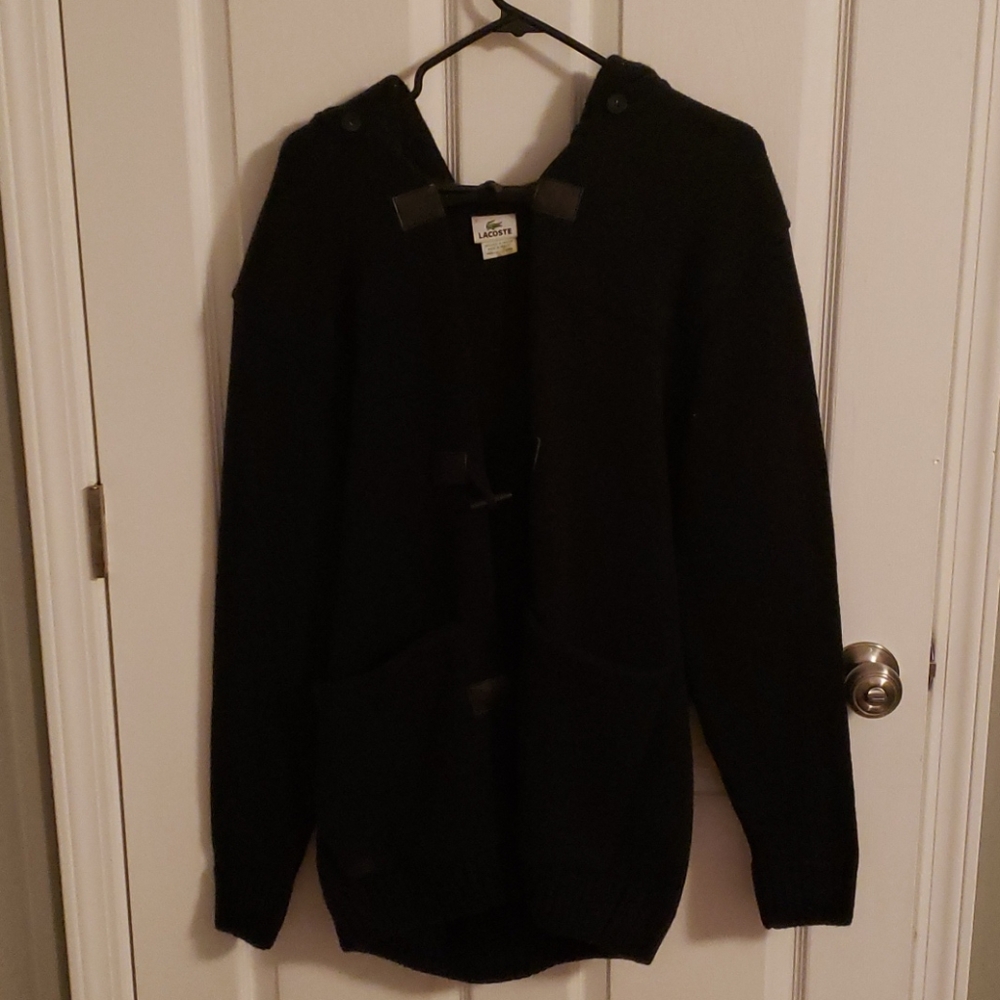 Mens Large (5) Black Lacoste Heavy Cardigan